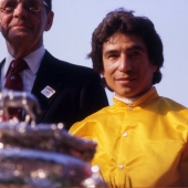 Jockey Laffit Pincay and trainer W. Stephens, 1984