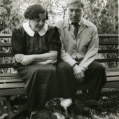 Boris Pasternak with his wife, Zinaida, and dog