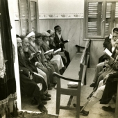 Men studying at the synagogue, 1948