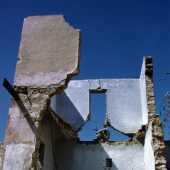 Fighter on building ledge, 1948